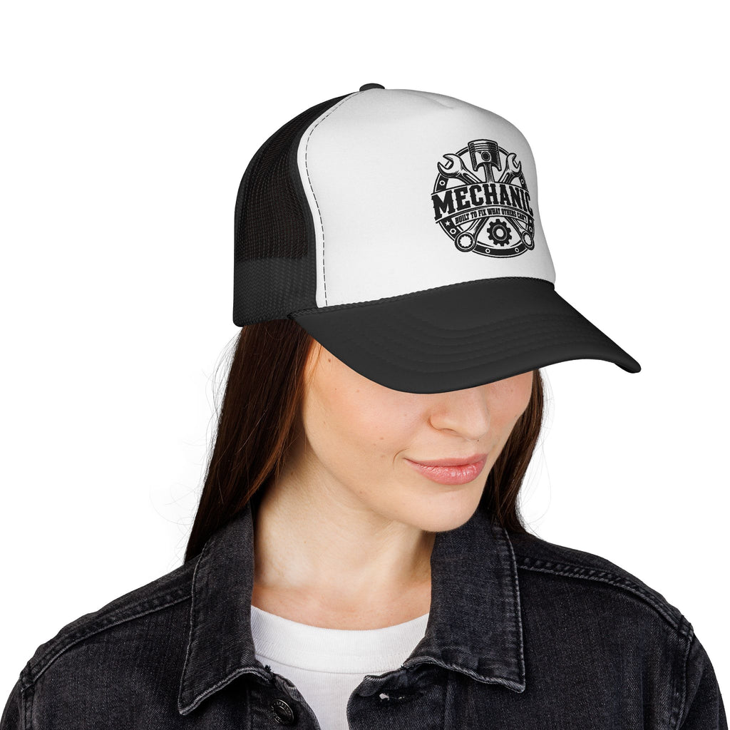 Mechanic Trucker Hat — Vintage Wrench & Gear Logo