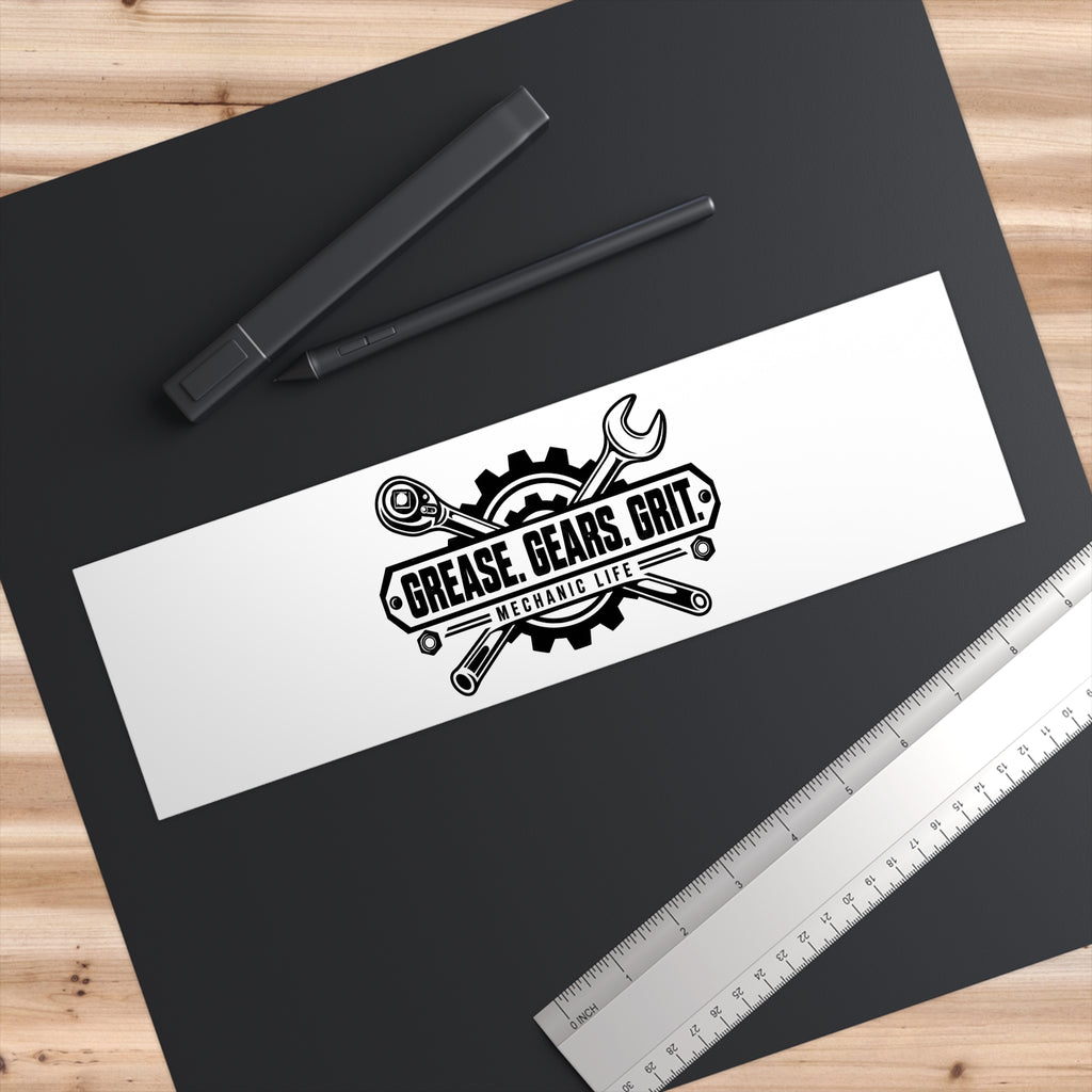 Mechanic Life Bumper Sticker — Grease, Gears & Grit | 11 × 3 Inch