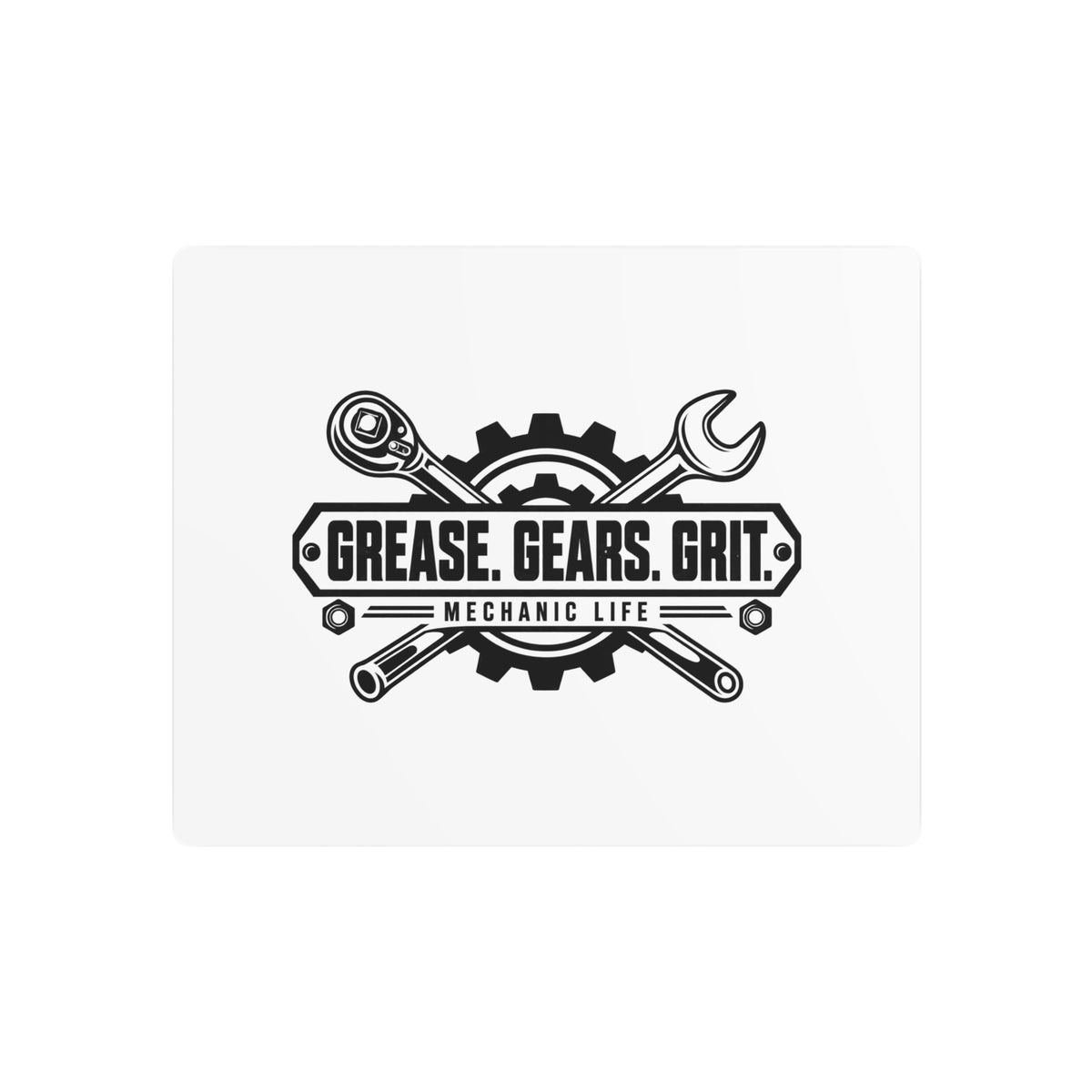 Mechanic Life Metal Garage Sign — Grease, Gears & Grit | 10 × 8 Inch