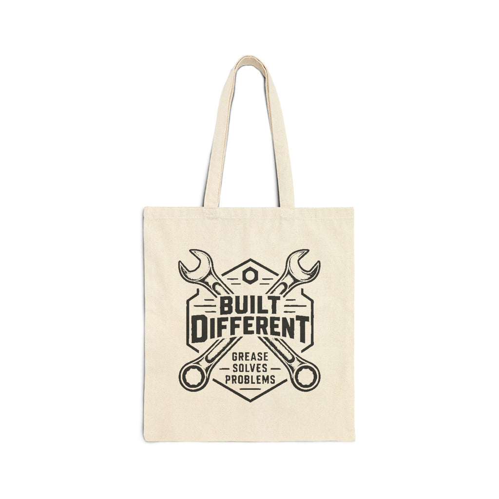 Built Different Tool Tote Bag — "Grease Solves Problems" Mechanic Canvas Tote