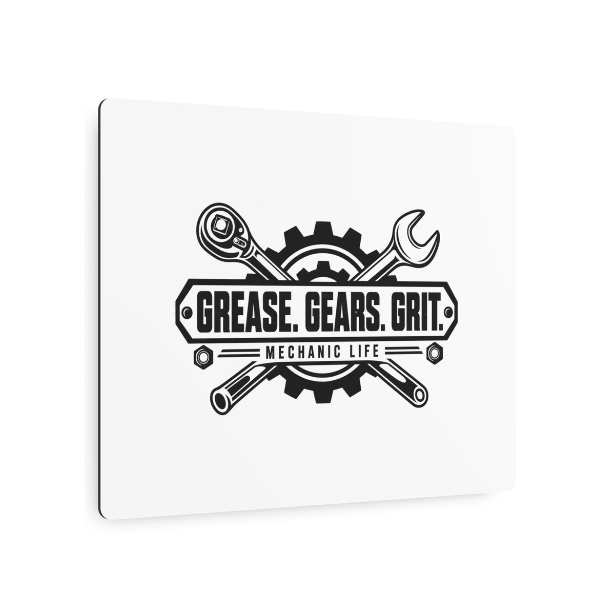 Mechanic Life Metal Garage Sign — Grease, Gears & Grit | 10 × 8 Inch