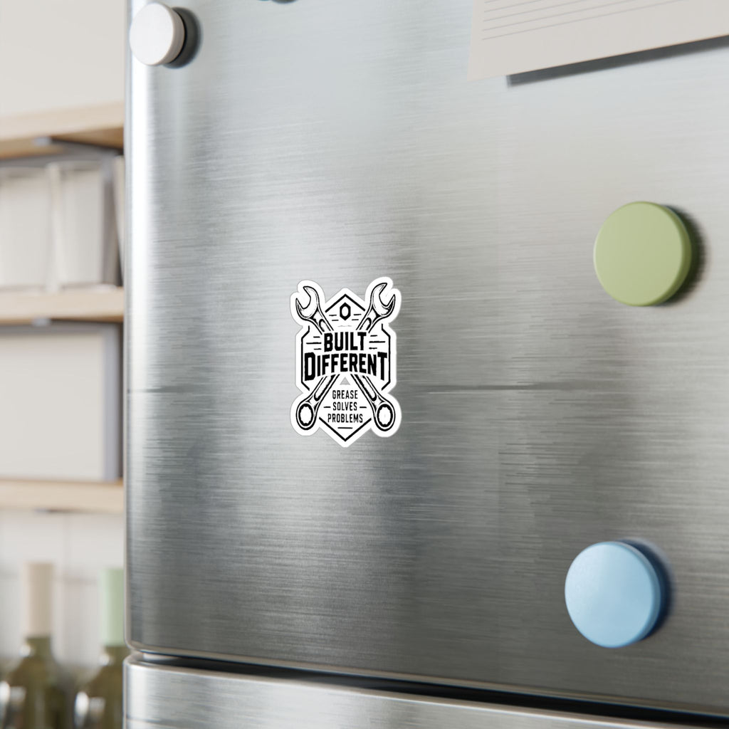 Built Different Mechanics Sticker — Kiss-Cut Vinyl Decal (Grease Solves Problems)