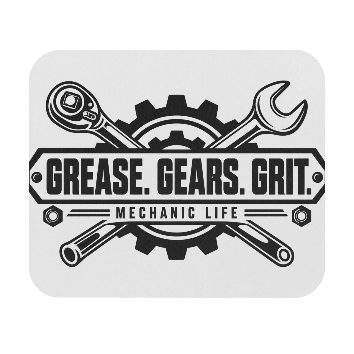 Mechanic Life Mouse Pad — "Grease. Gears. Grit." Tool Workshop Desk Mat