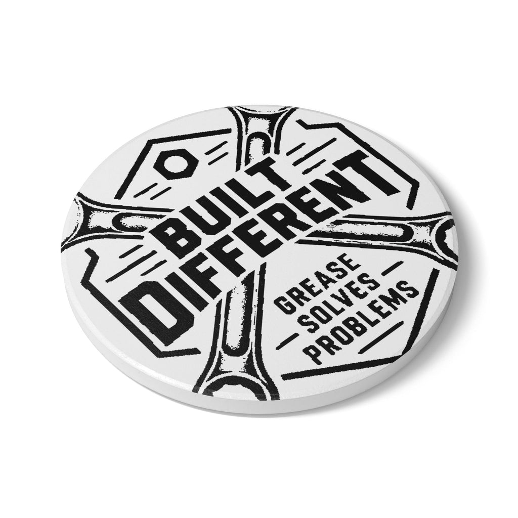 Built Different Mechanic Ceramic Coaster — Grease Solves Problems