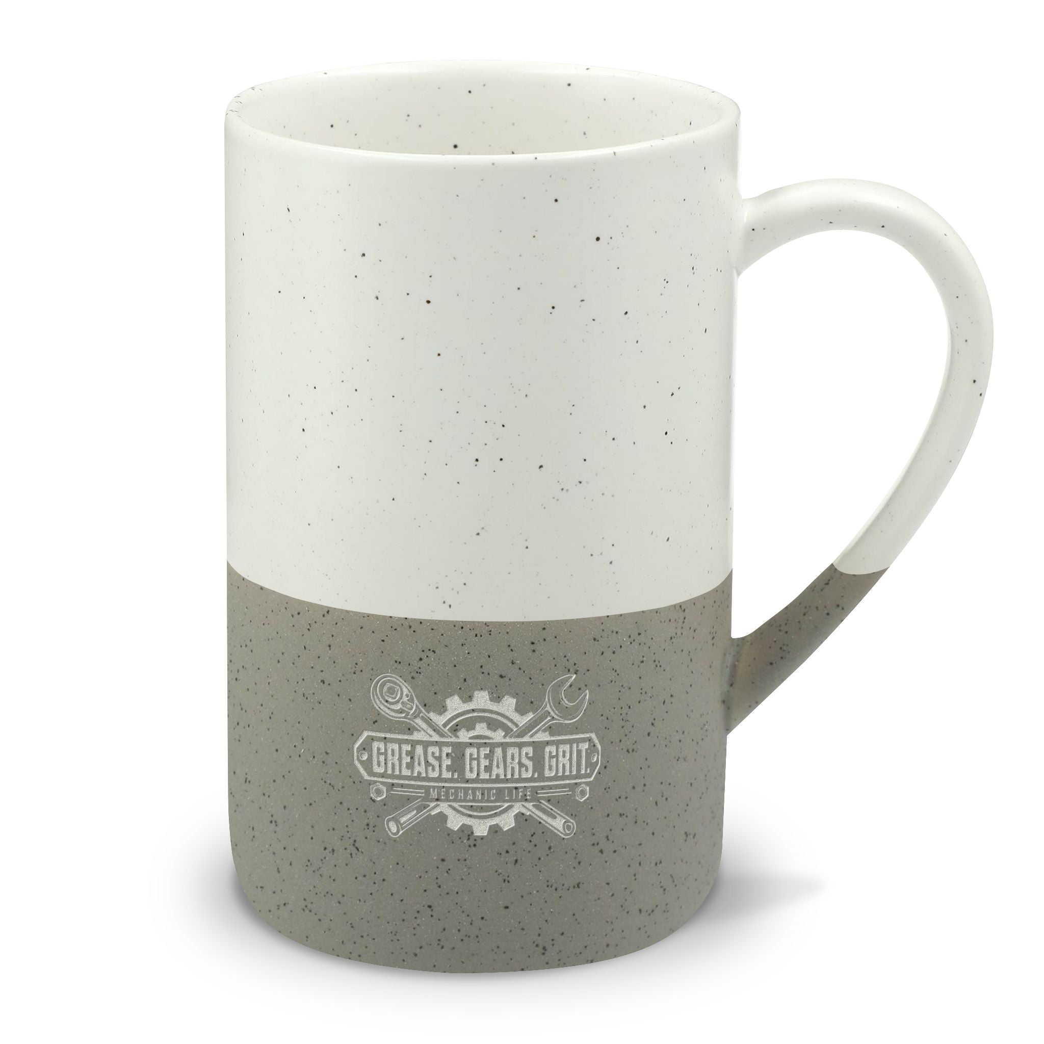Speckled Ceramic 13oz Engraved Mug — Rustic Workshop/Mechanic Logo